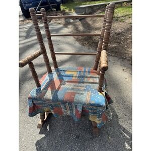 Charming‎ vintage N D Class Company wooden Spindle Back Kids Rocking chair Cabin